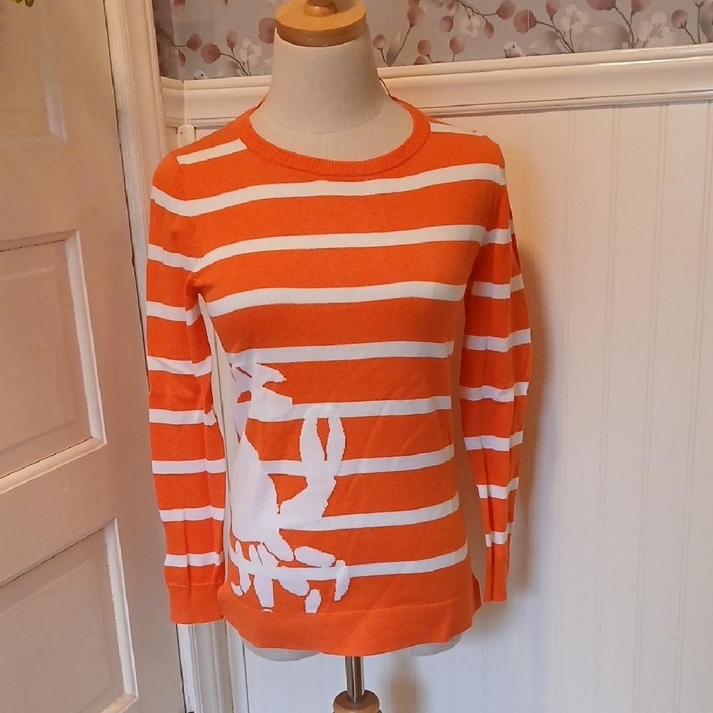 crown & ivy Orange and White Striped Sweater